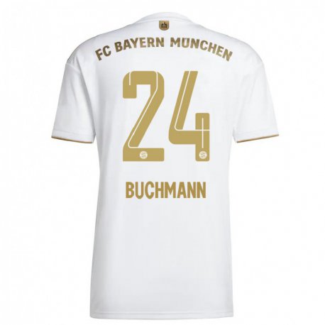 Kandiny Niño Camiseta Tarek Buchmann #24 Oro Blanco 2ª Equipación 2022/23 La Camisa Chile