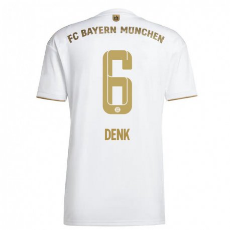 Kandiny Niño Camiseta Luca Denk #6 Oro Blanco 2ª Equipación 2022/23 La Camisa Chile