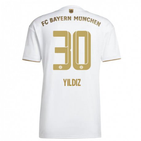 Kandiny Niño Camiseta Kenan Yildiz #30 Oro Blanco 2ª Equipación 2022/23 La Camisa Chile