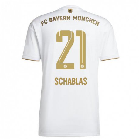Kandiny Niño Camiseta Matteo Schablas #21 Oro Blanco 2ª Equipación 2022/23 La Camisa Chile