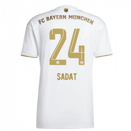 Kandiny Niño Camiseta Mudaser Sadat #24 Oro Blanco 2ª Equipación 2022/23 La Camisa Chile