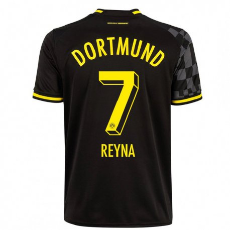 Kandiny Niño Camiseta Giovanni Reyna #7 Negro 2ª Equipación 2022/23 La Camisa Chile