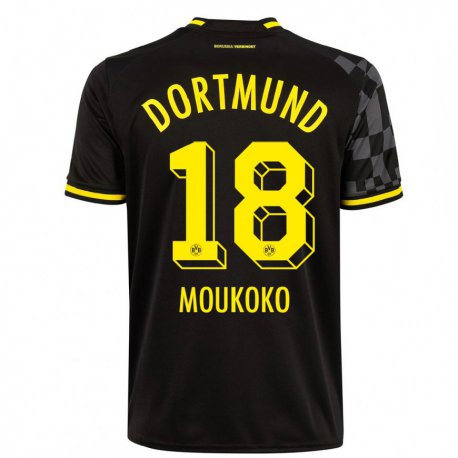 Kandiny Niño Camiseta Youssoufa Moukoko #18 Negro 2ª Equipación 2022/23 La Camisa Chile