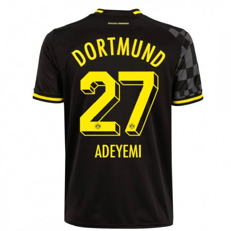 Kandiny Niño Camiseta Karim Adeyemi #27 Negro 2ª Equipación 2022/23 La Camisa Chile