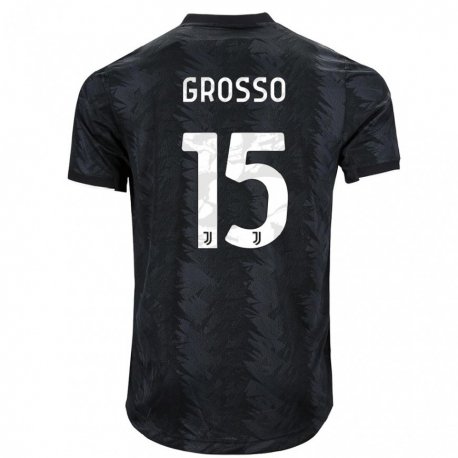 Kandiny Niño Camiseta Julia Grosso #15 Negro Oscuro 2ª Equipación 2022/23 La Camisa Chile