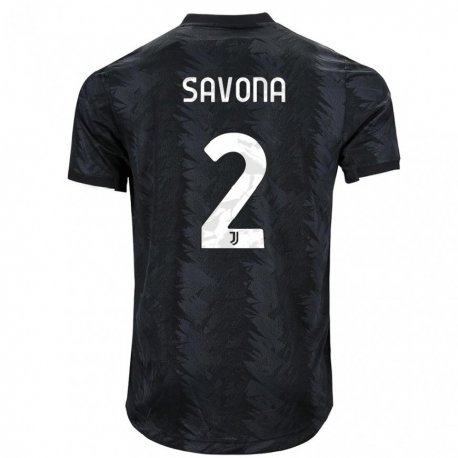 Kandiny Niño Camiseta Nicolo Savona #2 Negro Oscuro 2ª Equipación 2022/23 La Camisa Chile