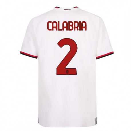 Kandiny Niño Camiseta Davide Calabria #2 Blanco Rojo 2ª Equipación 2022/23 La Camisa Chile