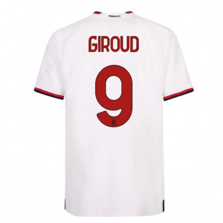 Kandiny Niño Camiseta Olivier Giroud #9 Blanco Rojo 2ª Equipación 2022/23 La Camisa Chile