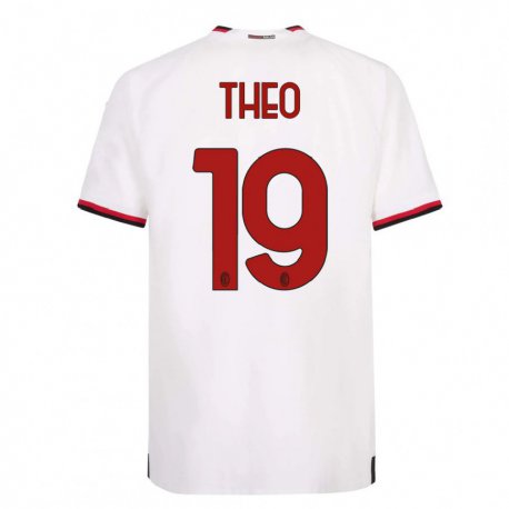 Kandiny Niño Camiseta Theo Hernandez #19 Blanco Rojo 2ª Equipación 2022/23 La Camisa Chile