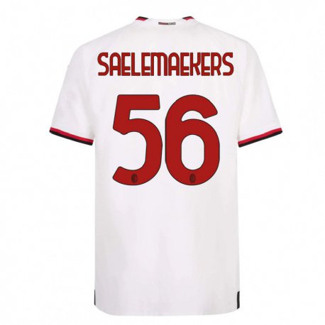 Kandiny Niño Camiseta Alexis Saelemaekers #56 Blanco Rojo 2ª Equipación 2022/23 La Camisa Chile