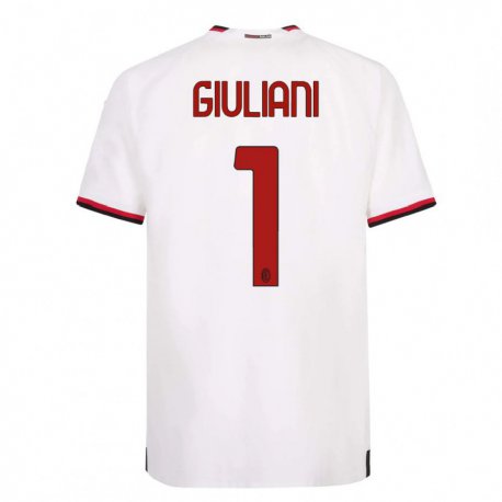 Kandiny Niño Camiseta Laura Giuliani #1 Blanco Rojo 2ª Equipación 2022/23 La Camisa Chile