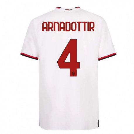 Kandiny Niño Camiseta Guony Arnadottir #4 Blanco Rojo 2ª Equipación 2022/23 La Camisa Chile
