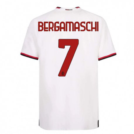 Kandiny Niño Camiseta Valentina Bergamaschi #7 Blanco Rojo 2ª Equipación 2022/23 La Camisa Chile