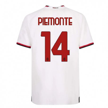 Kandiny Niño Camiseta Martina Piemonte #14 Blanco Rojo 2ª Equipación 2022/23 La Camisa Chile