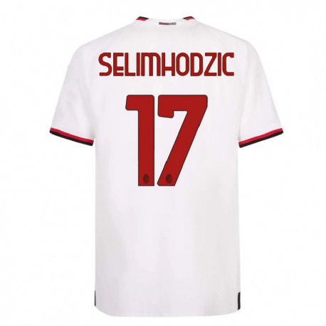 Kandiny Niño Camiseta Noa Selimhodzic #17 Blanco Rojo 2ª Equipación 2022/23 La Camisa Chile