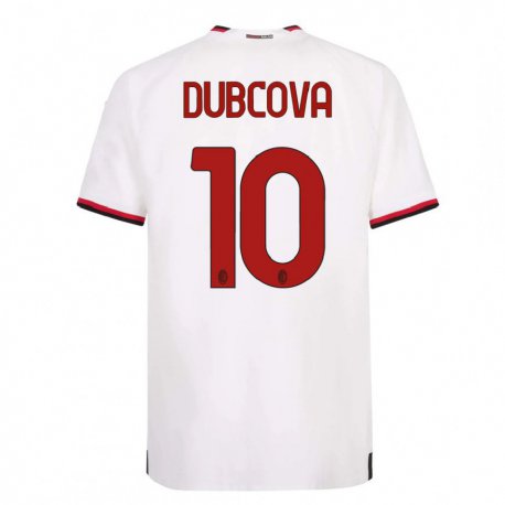 Kandiny Niño Camiseta Kamila Dubcova #10 Blanco Rojo 2ª Equipación 2022/23 La Camisa Chile