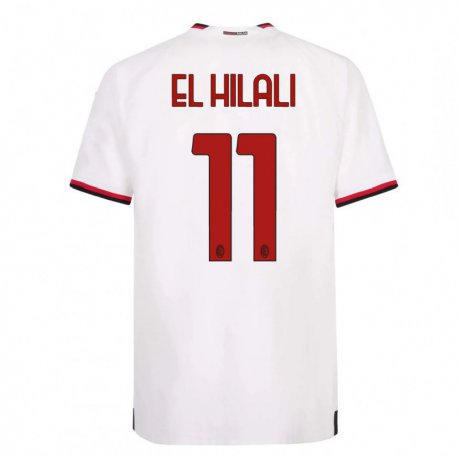 Kandiny Niño Camiseta Youns El Hilali #11 Blanco Rojo 2ª Equipación 2022/23 La Camisa Chile