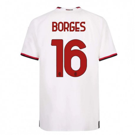 Kandiny Niño Camiseta Lenny Borges #16 Blanco Rojo 2ª Equipación 2022/23 La Camisa Chile