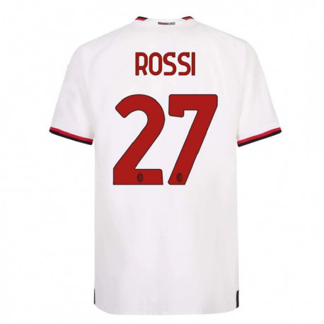 Kandiny Niño Camiseta Leonardo Rossi #27 Blanco Rojo 2ª Equipación 2022/23 La Camisa Chile