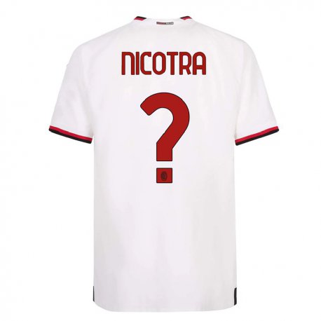 Kandiny Niño Camiseta Riccardo Nicotra #0 Blanco Rojo 2ª Equipación 2022/23 La Camisa Chile