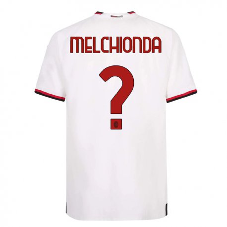 Kandiny Niño Camiseta Marco Melchionda #0 Blanco Rojo 2ª Equipación 2022/23 La Camisa Chile