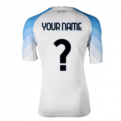 Kandiny Niño Camiseta Su Nombre #0 Blanco Cielo Azul 2ª Equipación 2022/23 La Camisa Chile