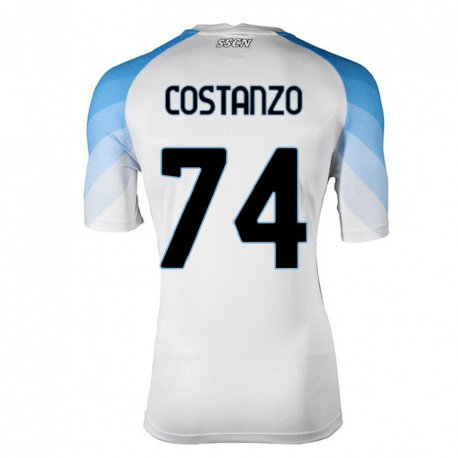 Kandiny Niño Camiseta Davide Costanzo #74 Blanco Cielo Azul 2ª Equipación 2022/23 La Camisa Chile