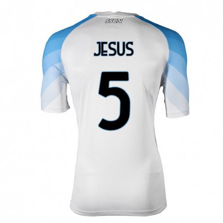 Kandiny Niño Camiseta Juan Jesus #5 Blanco Cielo Azul 2ª Equipación 2022/23 La Camisa Chile