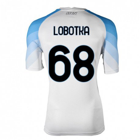 Kandiny Niño Camiseta Stanislav Lobotka #68 Blanco Cielo Azul 2ª Equipación 2022/23 La Camisa Chile