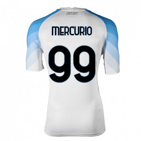 Kandiny Niño Camiseta Giovanni Mercurio #99 Blanco Cielo Azul 2ª Equipación 2022/23 La Camisa Chile