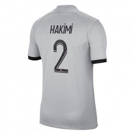 Kandiny Niño Camiseta Achraf Hakimi #2 Gris 2ª Equipación 2022/23 La Camisa Chile