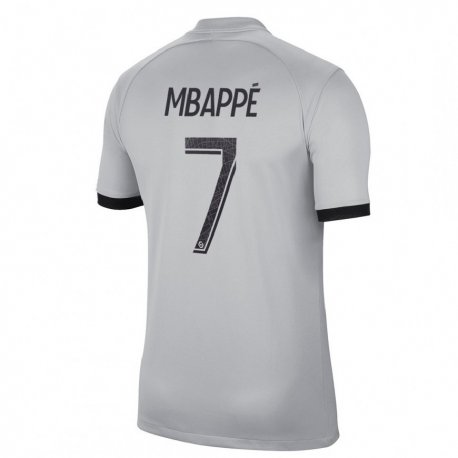 Kandiny Niño Camiseta Kylian Mbappe #7 Gris 2ª Equipación 2022/23 La Camisa Chile
