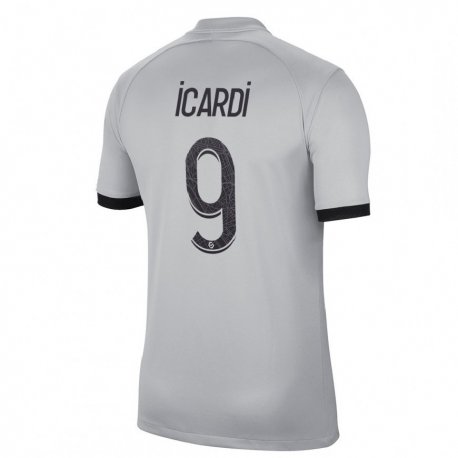 Kandiny Niño Camiseta Mauro Icardi #9 Gris 2ª Equipación 2022/23 La Camisa Chile