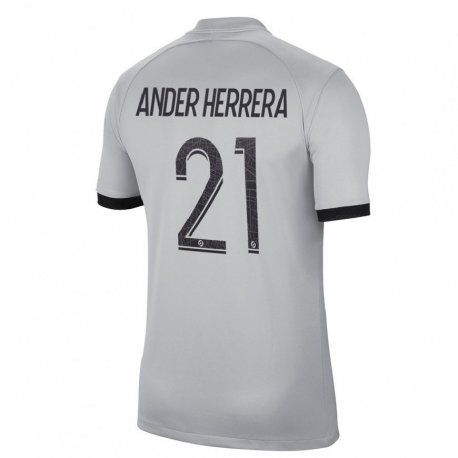 Kandiny Niño Camiseta Ander Herrera #21 Gris 2ª Equipación 2022/23 La Camisa Chile