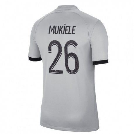 Kandiny Niño Camiseta Nordi Mukiele #26 Gris 2ª Equipación 2022/23 La Camisa Chile