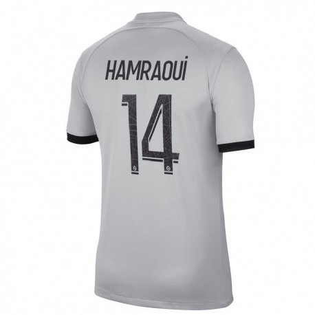 Kandiny Niño Camiseta Kheira Hamraoui #14 Gris 2ª Equipación 2022/23 La Camisa Chile