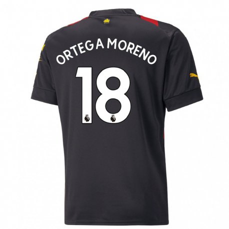 Kandiny Niño Camiseta Stefan Ortega Moreno #18 Negro Rojo 2ª Equipación 2022/23 La Camisa Chile