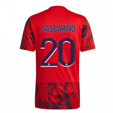 Kandiny Niño Camiseta Delphine Cascarino #20 Espacio Rojo 2ª Equipación 2022/23 La Camisa Chile