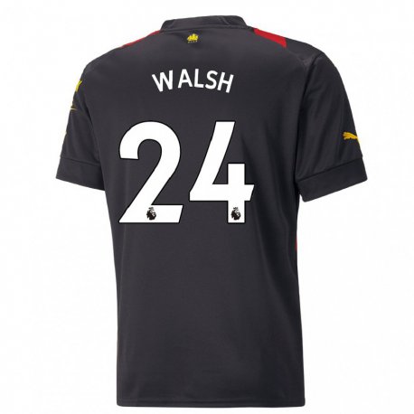 Kandiny Niño Camiseta Keira Walsh #24 Negro Rojo 2ª Equipación 2022/23 La Camisa Chile