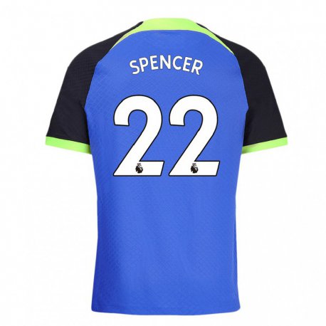 Kandiny Niño Camiseta Rebecca Spencer #22 Azul Verde 2ª Equipación 2022/23 La Camisa Chile