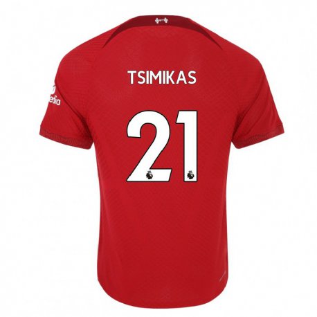 Kandiny Hombre Camiseta Konstantinos Tsimikas #21 Rojo Oscuro 1ª Equipación 2022/23 La Camisa Chile