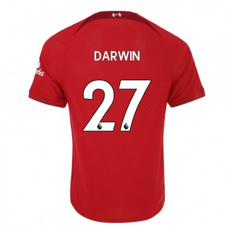 Kandiny Hombre Camiseta Darwin Nunez #27 Rojo Oscuro 1ª Equipación 2022/23 La Camisa Chile
