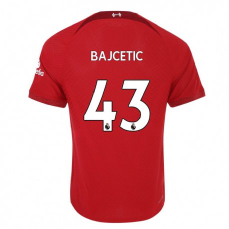Kandiny Hombre Camiseta Stefan Bajcetic #43 Rojo Oscuro 1ª Equipación 2022/23 La Camisa Chile