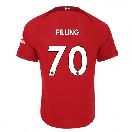 Kandiny Hombre Camiseta Tommy Pilling #70 Rojo Oscuro 1ª Equipación 2022/23 La Camisa Chile