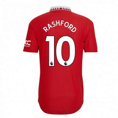 Kandiny Hombre Camiseta Marcus Rashford #10 Rojo 1ª Equipación 2022/23 La Camisa Chile