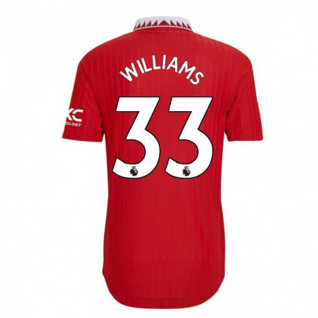 Kandiny Hombre Camiseta Brandon Williams #33 Rojo 1ª Equipación 2022/23 La Camisa Chile
