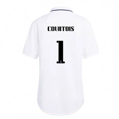 Kandiny Hombre Camiseta Thibaut Courtois #1 Blanco Púrpura 1ª Equipación 2022/23 La Camisa Chile