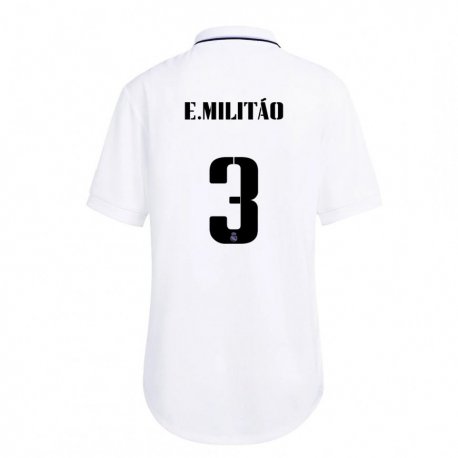 Kandiny Hombre Camiseta Eder Militao #3 Blanco Púrpura 1ª Equipación 2022/23 La Camisa Chile