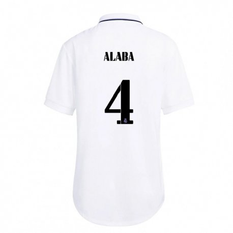 Kandiny Hombre Camiseta David Alaba #4 Blanco Púrpura 1ª Equipación 2022/23 La Camisa Chile