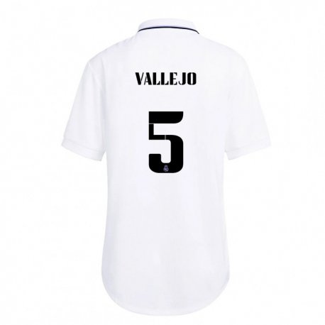 Kandiny Hombre Camiseta Jesus Vallejo #5 Blanco Púrpura 1ª Equipación 2022/23 La Camisa Chile